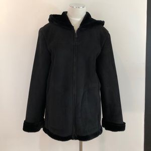 Jones New York Women’s Black Sherpa Hooded Coat